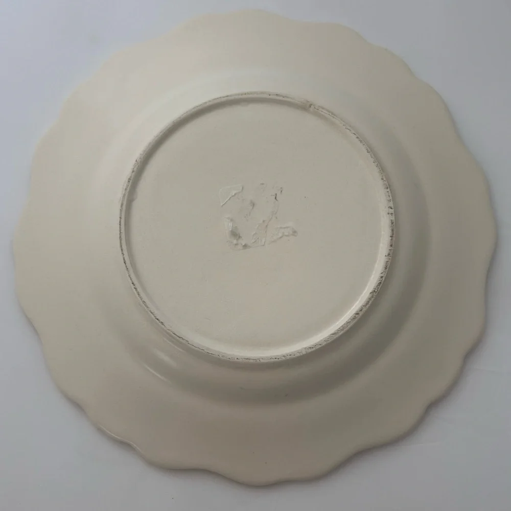 Anthropologie Vintage Shabby Chic Set of 2 Etruscan Festoon Salad Plates Yellow